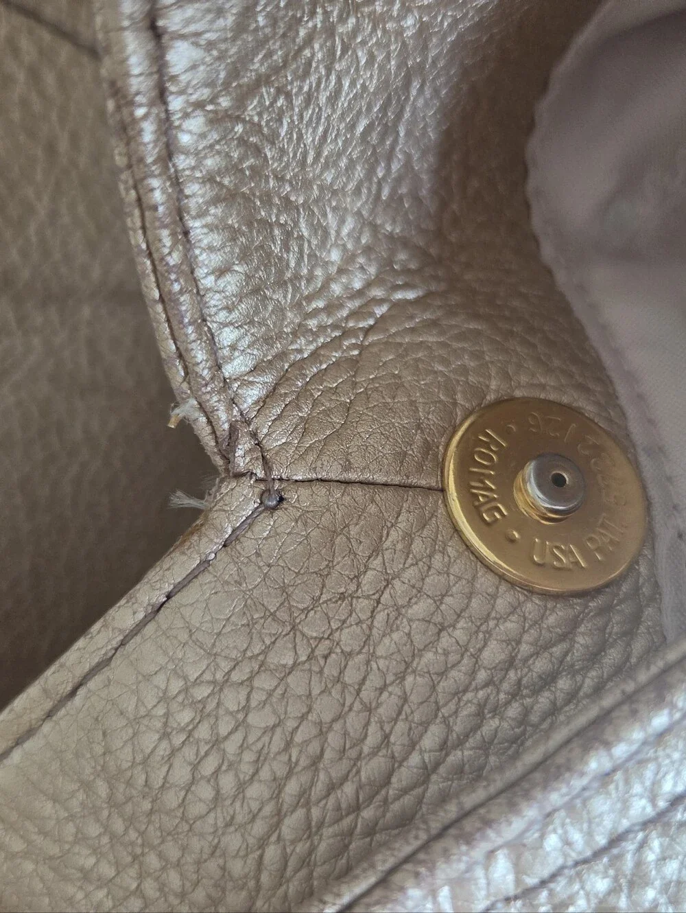 ​fossil metallic champagne gold pewter pebbled leather hobo shoulder bag purse